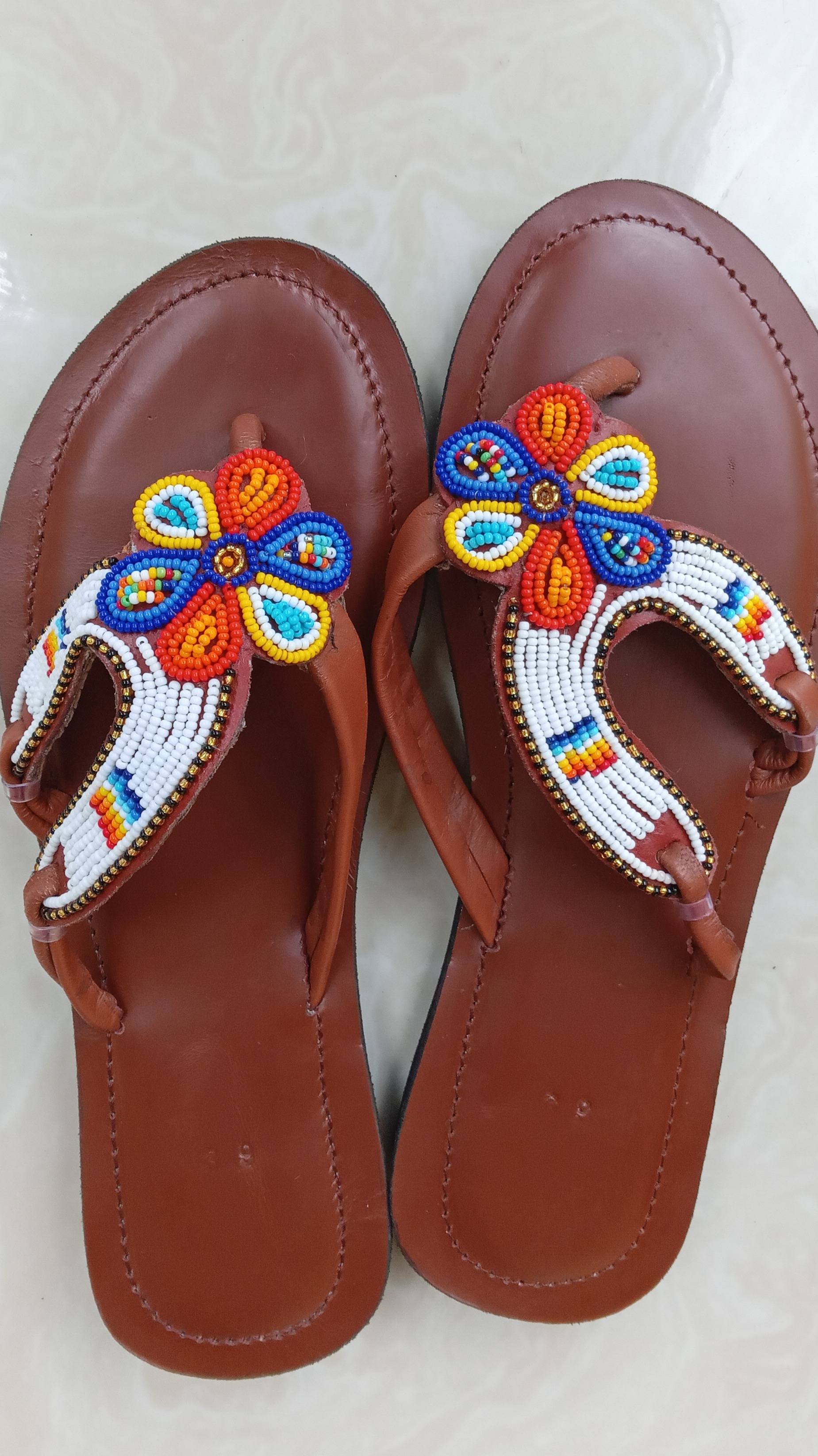 Beaded Leather Sandals