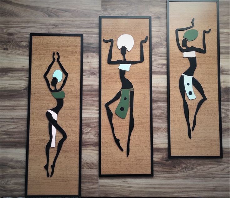 Miniature Wooden Wall Art -  African Women