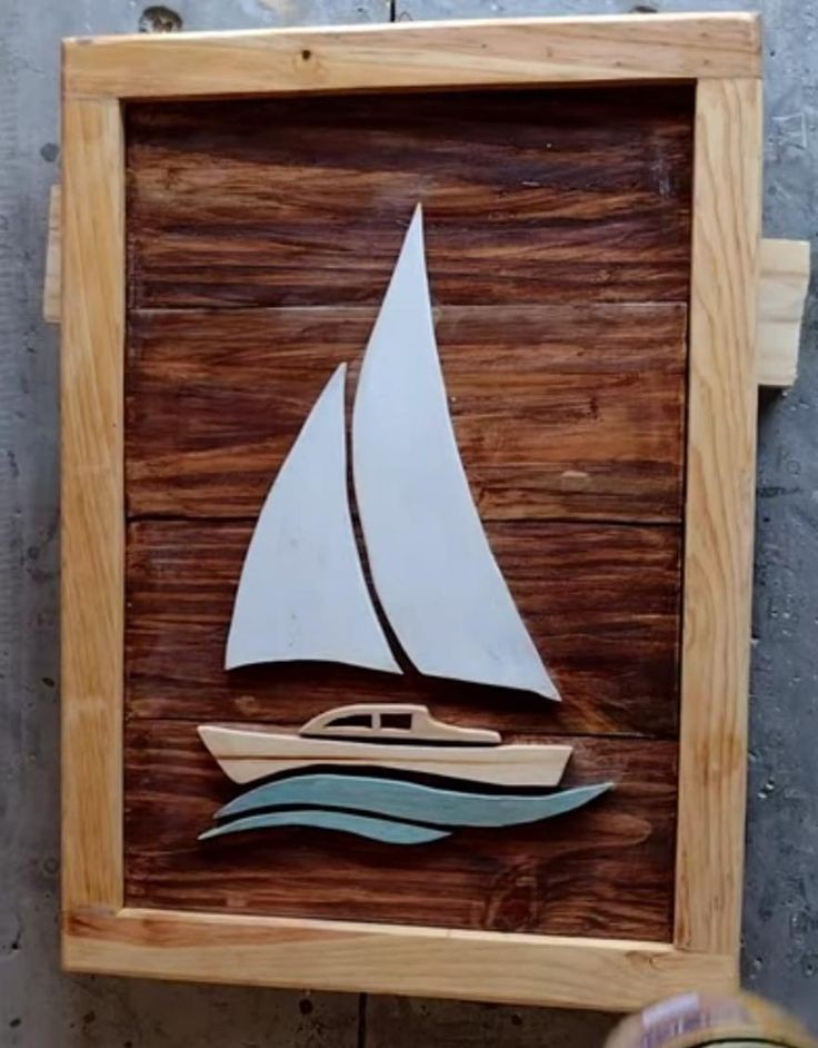 Handcrafted Sailboat Wood Cutaway Plaque