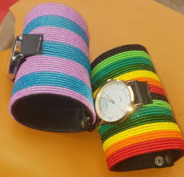 Beaded wrist watch