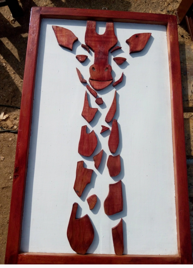 Wooden giraffe art